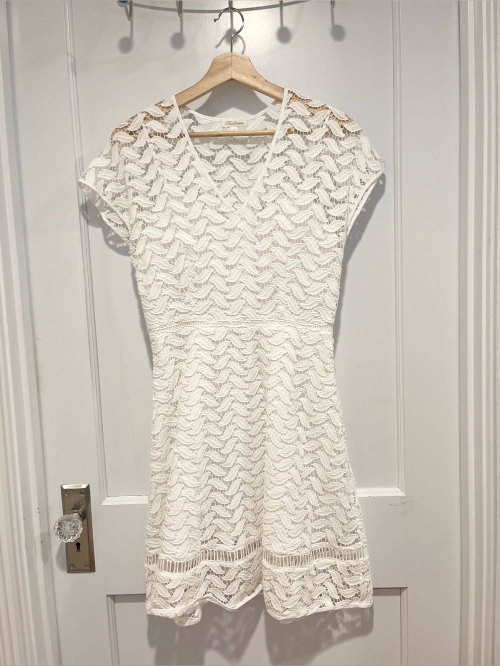 Shoshanna White Lace Short Sleeve Fit and Flare Mini Dress Size 4